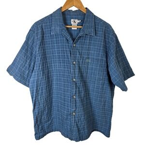 Calvin Klein Jeans CKJ Mens XL Blue Plaid Short Sleeve‎ Button Up Shirt
